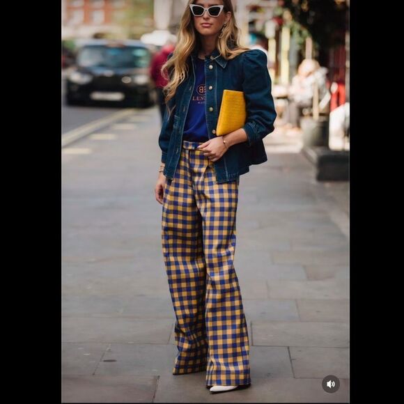 Madewell Brown Wide Legged Checkered Flannels Pants Pockets - Gently Used - Picture 10 of 14